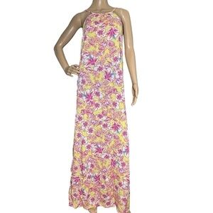 St Tropez West yellow floral maxi dress medium